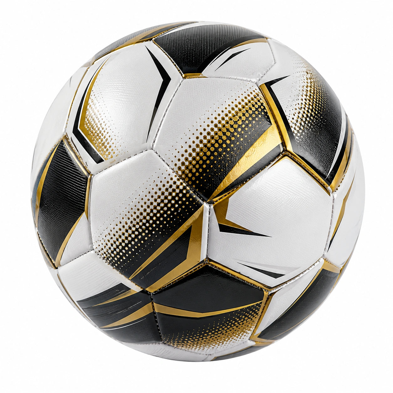 Ballon de football blanc, noir et doré pour adultes