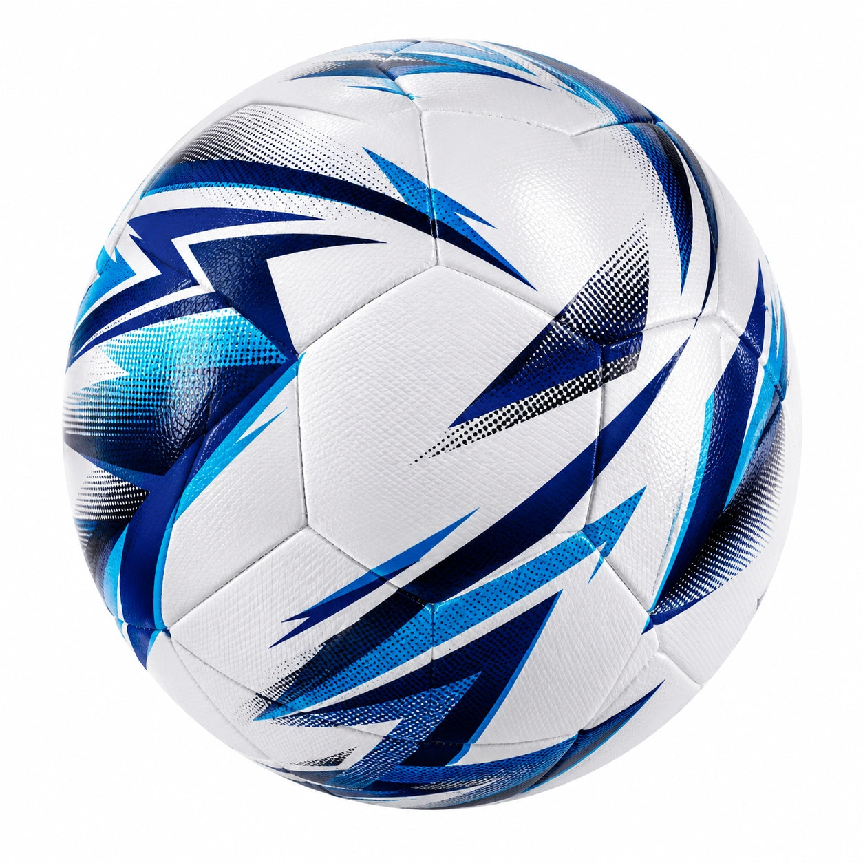 Ballon de football blanc et bleu avec motifs modernes