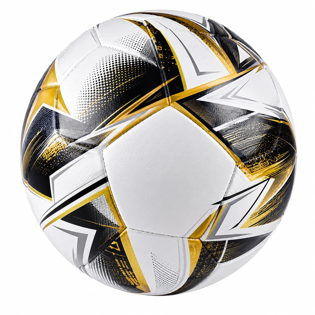 Ballon de Football Taille 5 Blanc Noir Doré Design Moderne
