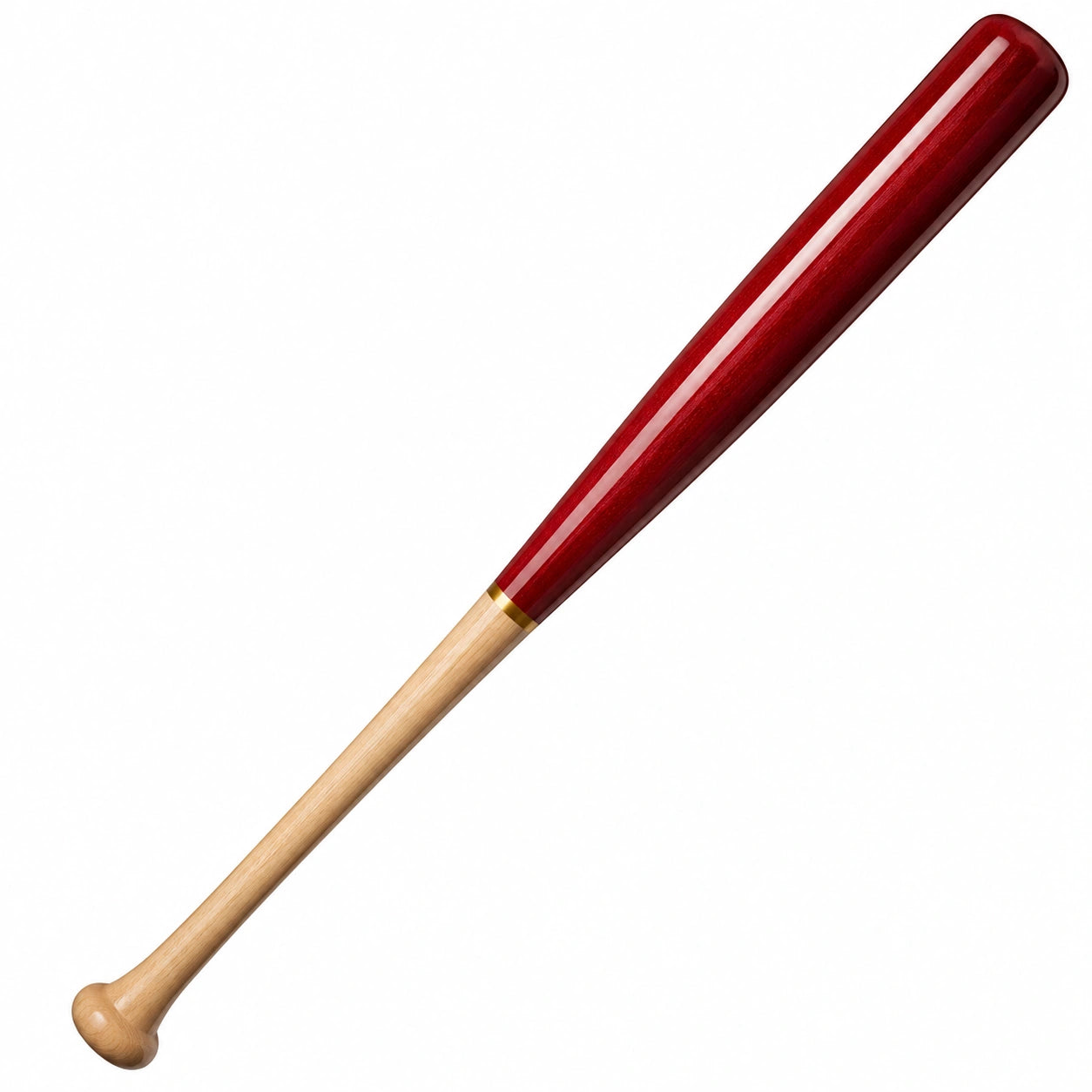 Batte de Baseball en Bois Rouge et Naturel