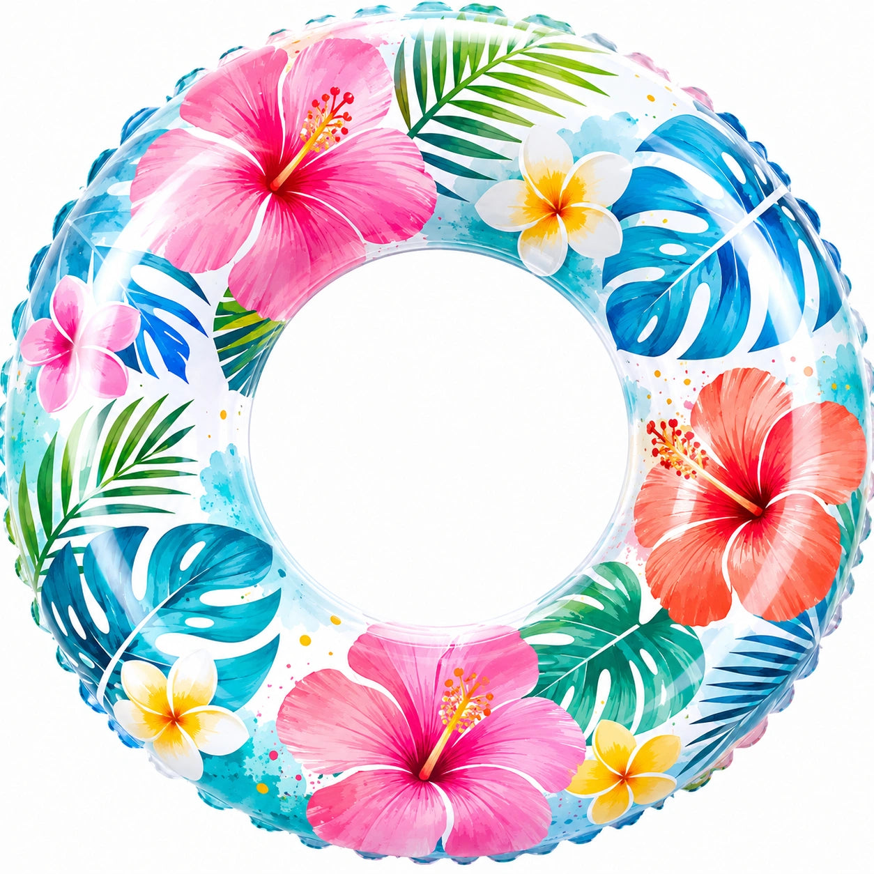 Bouée Gonflable Motifs Tropicaux Multicolore 90 cm