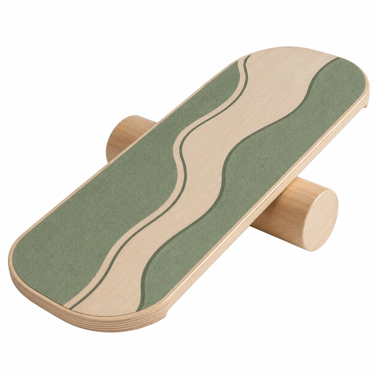 Planche d'équilibre en bois avec surface antidérapante verte
